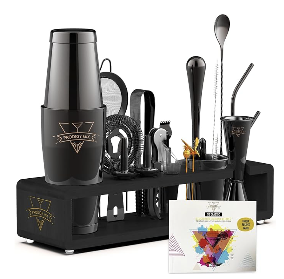 Elite Mixology Bartender Kit 20-Piece Boston Cocktail Shaker Set for Mixing with Stand ($49)